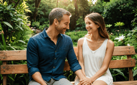 Couple experiences relationship growth together outdoors