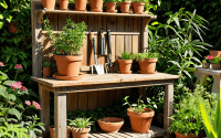 Rustic DIY Potting Bench